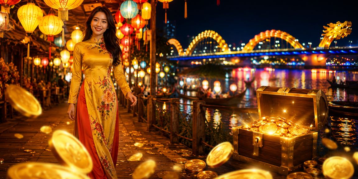 Khung cảnh thị trường đêm Đà Nẵng – nơi người dùng truy cập xổ số và casino trực tuyến