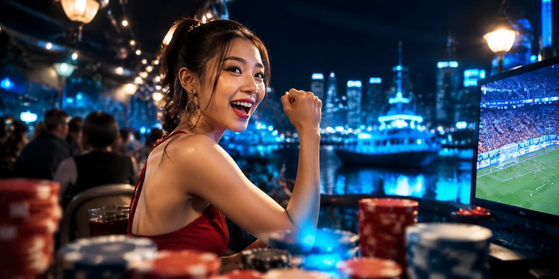 Người dùng nhận bonus đăng ký tại chợ đêm Hà Nội với điện thoại trên tay