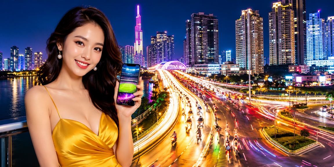 Người dùng tại TP. Hồ Chí Minh đặt cược thể thao dưới ánh đèn neon rực rỡ về đêm